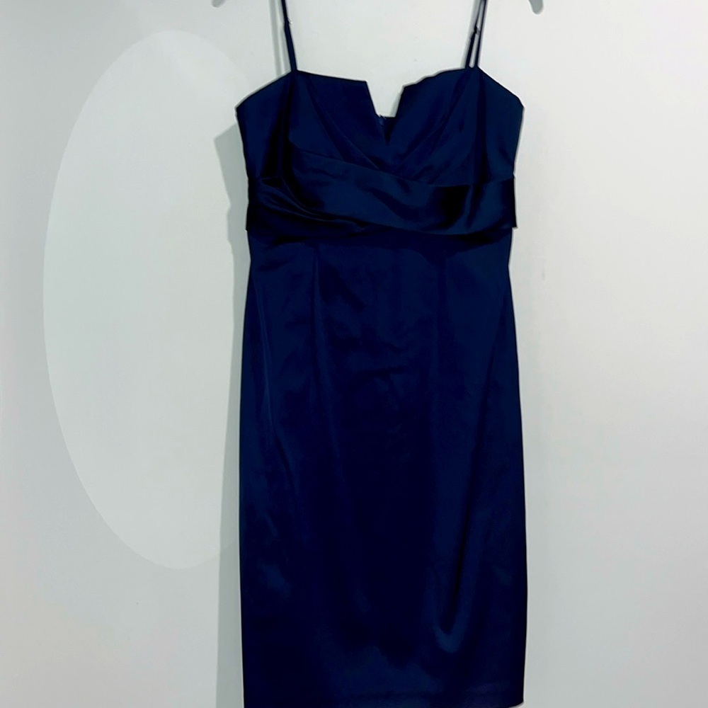 Donna Ricco navy blue semi shiny dress. Size 8 petite.